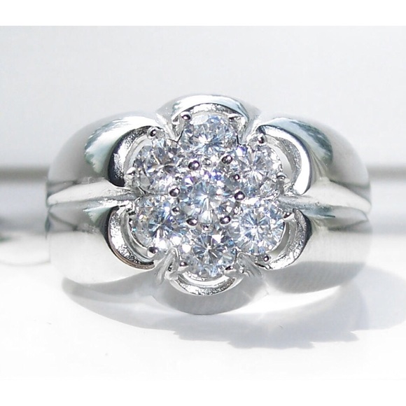 STAINLESS STEEL Men’s AAA Grade CZ Cluster Ring - Picture 12 of 14